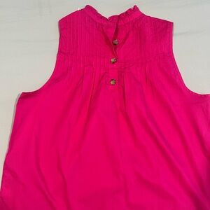 J. Crew Pink Sleeveless Smocked Blouse